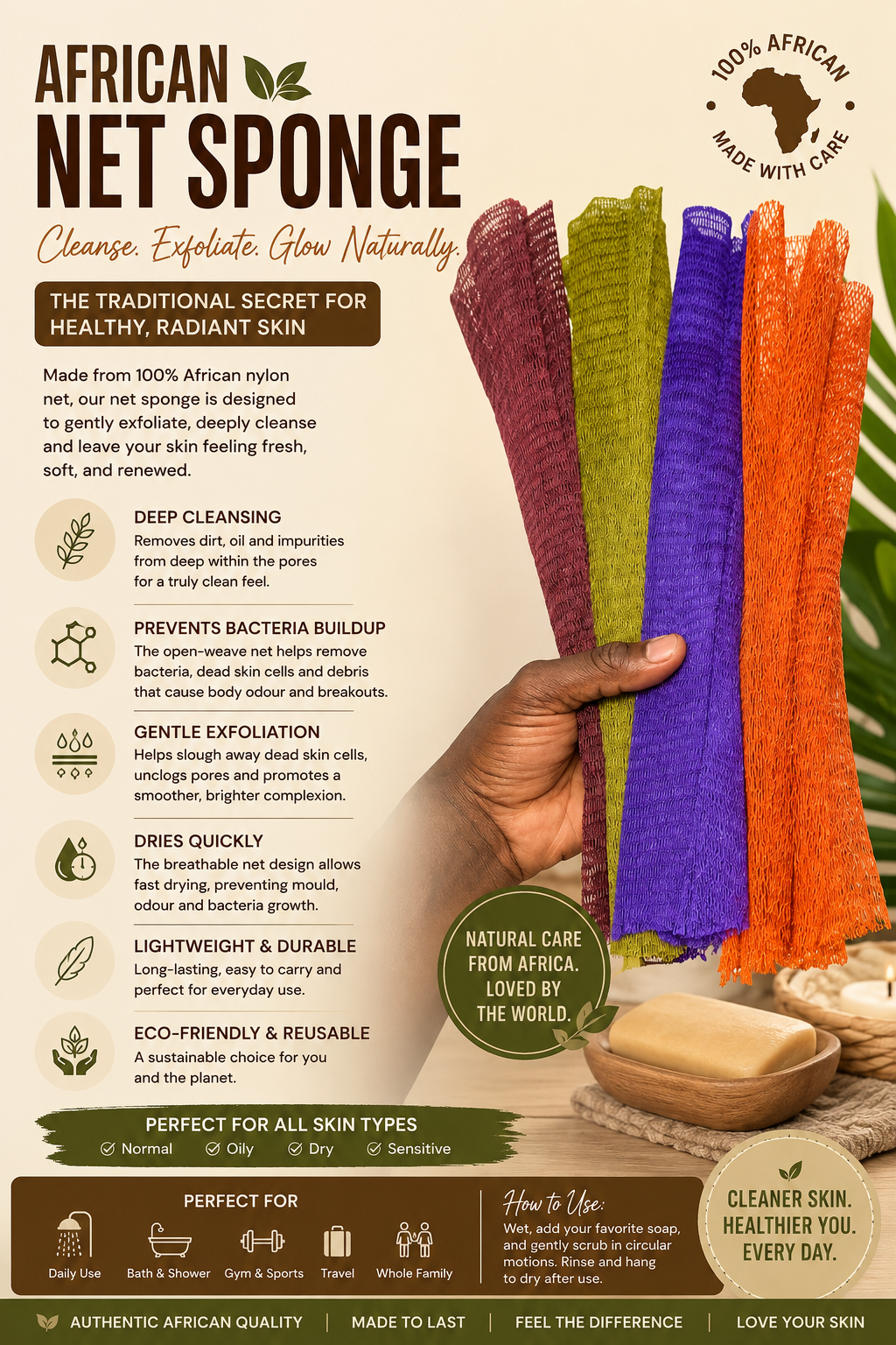 Mediba’s African Exfoliating Net — Deep Clean • Exfoliate • Refresh