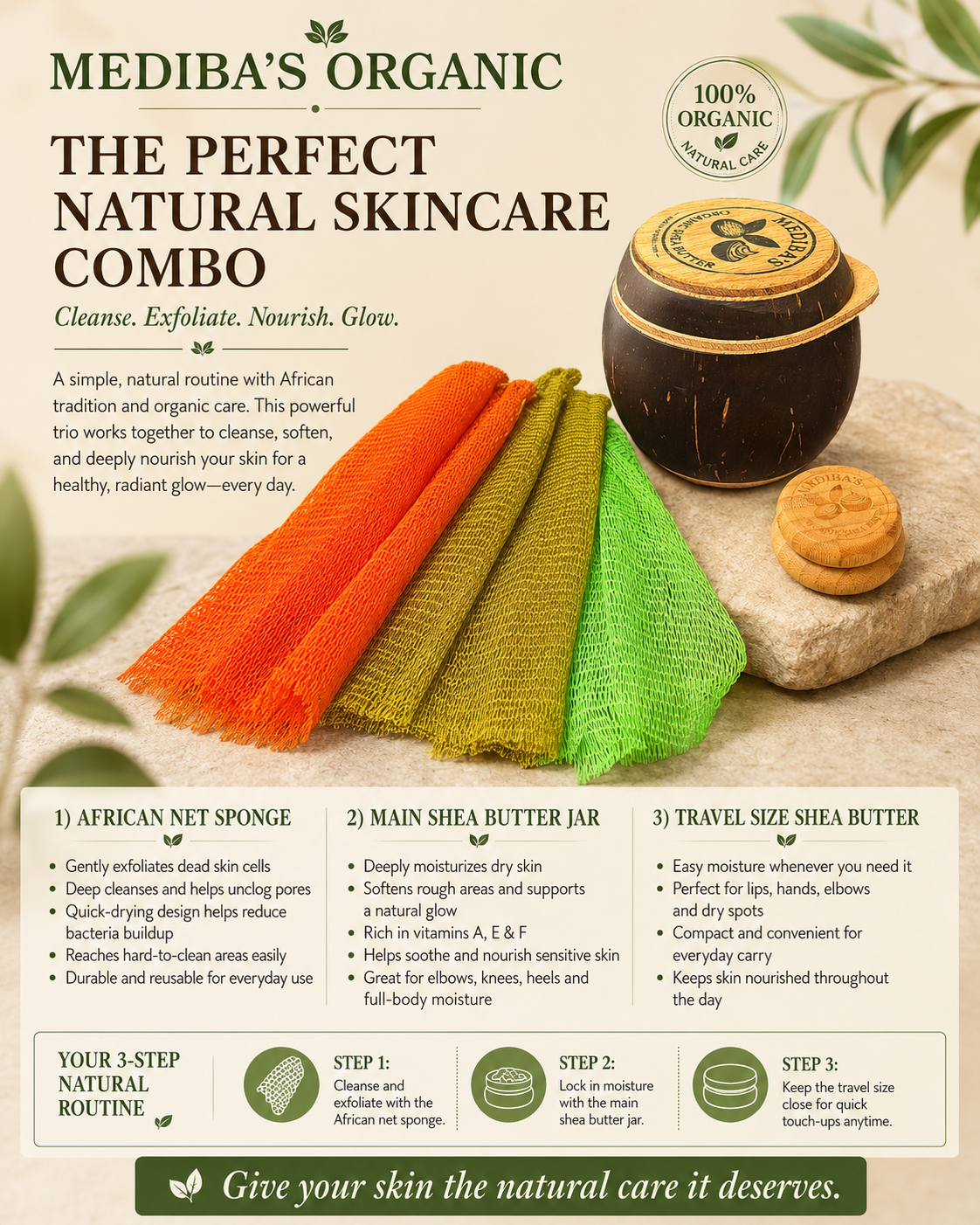 Mediba’s Complete Natural Skincare Bundle. 3 pieces